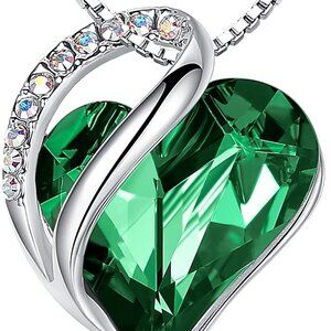 Necklaces for Women Infinity Love Birthstone Heart Crystal Pendant Silver Plated